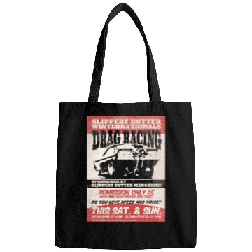 Discover Vintage Hot Rod Classic Drag Racing Poster Bags