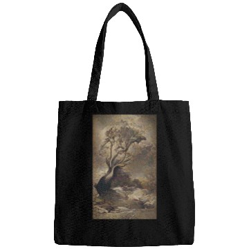 Discover Dark Old School Painting Vintage Tree Design Bags