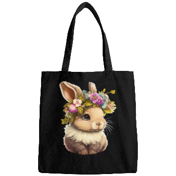Discover Easter Bunny Rabbit Women Happy Bunny Flower Grap Bags