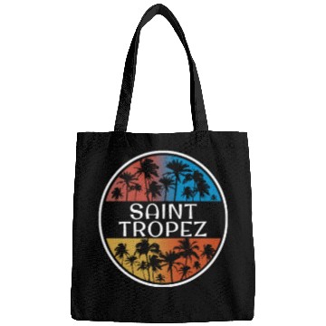 Discover Saint Tropez Stylish Vacation Souvenir Palm Tree Bags