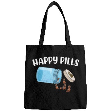 Discover Happy Pills Dachshund Funny Dog Lover Humor Pun Bags