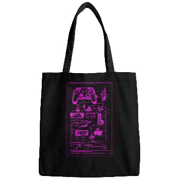 Discover Neon Pink Video Game Controller Blueprint Bags