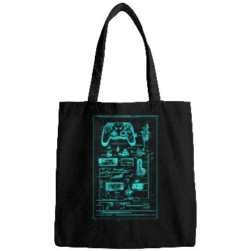 Discover Neon Teal Video Game Controller Blueprint Bags