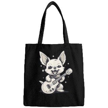 Discover A cute puppy with a guitar Bags