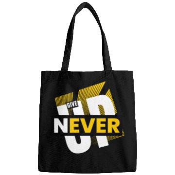 Discover White Yellow Typography Never Give Up Bags