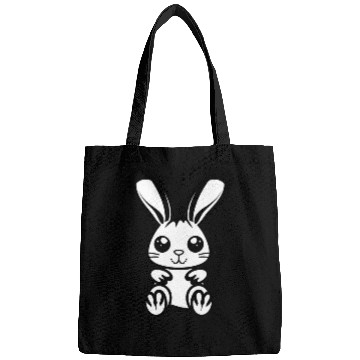 Discover Adorable 2D Easter Bunny with a Bold Black Outline Bags
