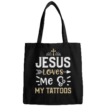 Discover Jesus Loves Me & My Tattoos Bags