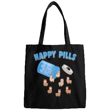 Discover Happy Pills Farm Animal Funny Alpaca Lovers Humor Bags