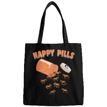 Discover Happy Pills Horse Funny Farm Animal Lovers Humor Bags
