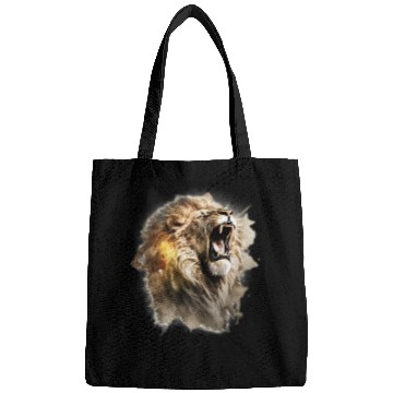 Discover lion head roaring Bags