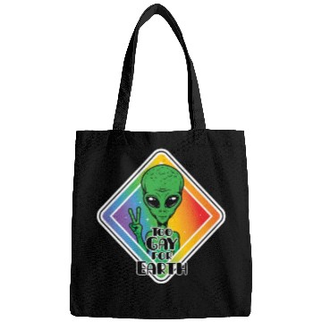 Discover Too Gay For Earth Funny Alien UFO Bags