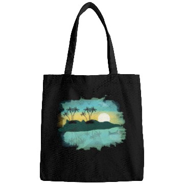 Discover Beach Sunset Watercolor Design Sublimation Art 2 Bags