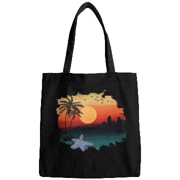 Discover Beach Sunset Watercolor Design Sublimation Art 1 Bags