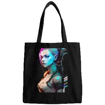 Discover High Tech Style Illustration of a Cyberpunk Girl Bags