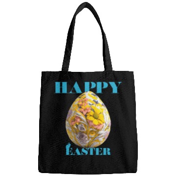 Discover Happy Easter Egg Design with Floral Elements Bags