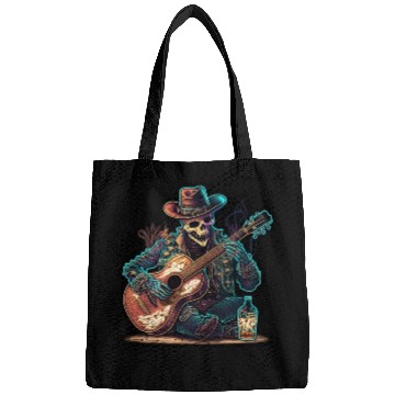 Discover cowboy skeleton play guitar Bags