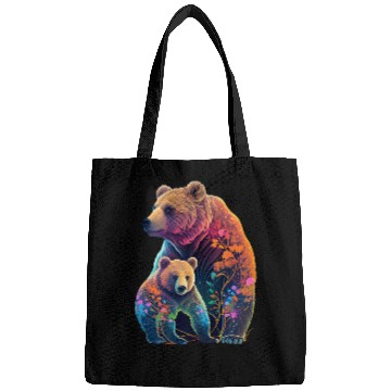 Discover Mother Bear and Cub Sublimation Graphic Wild Life Bags