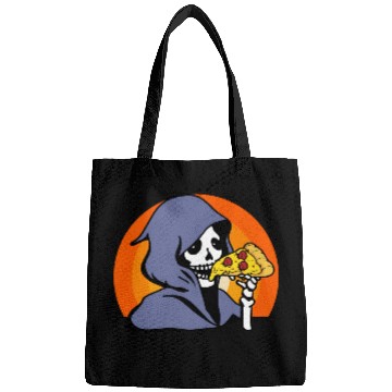Discover Retro Halloween Pizza Lover Ghost Grim Reaper Bags
