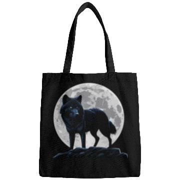 Discover Wolf howling at the moon graphic Bags
