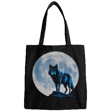Discover Wolf howling at the moon graphic Bags
