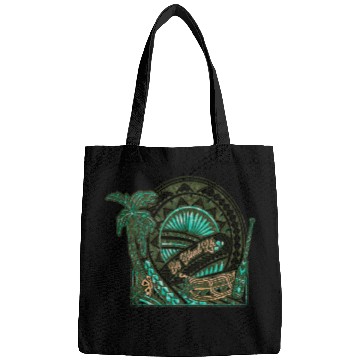 Discover Big Island Outrigger Canoe Tribal Halftone Edges Bags