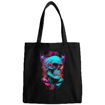 Discover Hipster retro 80s skull neon trend punk metal rock Bags
