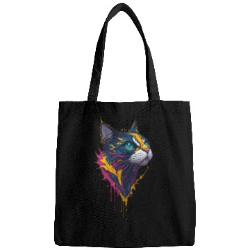 Discover Blue-Eyed Graffiti Cat Head Painting Bags