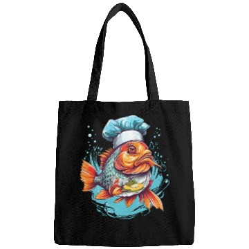 Discover Awesome Culinary Fish Chef Cooking Kitchen Humor Bags