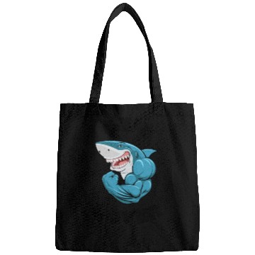 Discover Blue Illustrated Shark Gym Lover Bags
