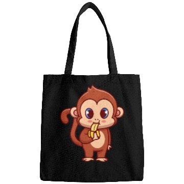 Discover Cute Monkey Eating Banana Cartoon Bags