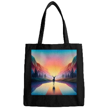 Discover A Deer in A Beautiful Sunset Scene Bags
