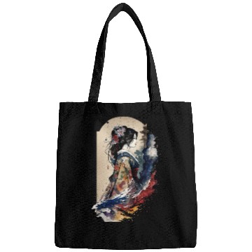 Discover Geisha Watercolor Sea Waves Asian Art Woman Bags
