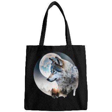 Discover Wolf Moonlight Forest Wild Werewolf Watercolor 3 Bags