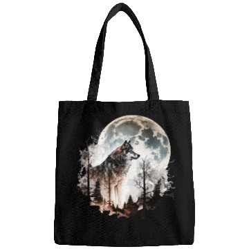 Discover Wolf Moonlight Forest Wild Werewolf Watercolor 5 Bags