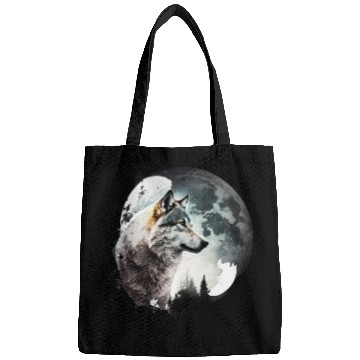 Discover Wolf Moonlight Forest Wild Werewolf Watercolor 1 Bags