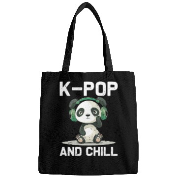 Discover Kpop And Chill Panda Headphones Korean Music Lover Bags