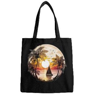 Discover Beach Sunset Sailboat Palm Trees Ocean Vacation 5 Bags