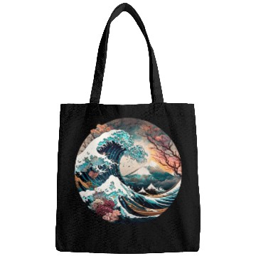 Discover Watercolor Sea Waves Asian Art Water Nature Bags