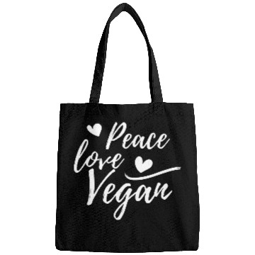 Discover Peace, Love, Vegan with hearts Bags