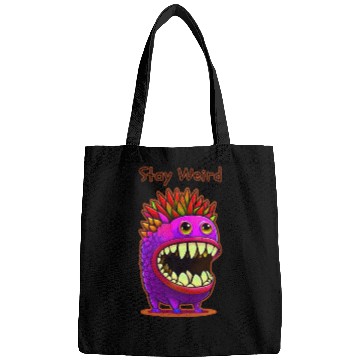 Discover Stay Weird Monster Doodle Violet Bags