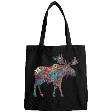 Discover Floral Moose Elk Deer Wild Animal Watercolor 3 Bags