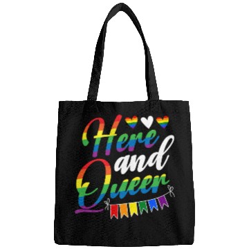 Discover Here And Queer LGBTQ Community Rainbow Pride Month Bags