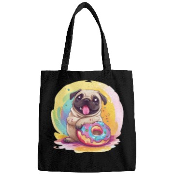 Discover Happy Pug with a Donut Bags