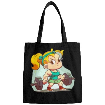 Discover gym girl cartoon style Bags