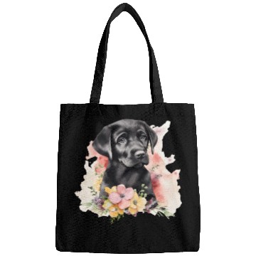 Discover Black Lab Dog Watercolor Floral Bags