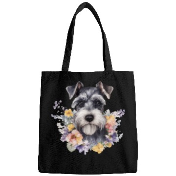 Discover Schnauzer Dog Watercolor Floral Bags