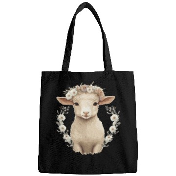 Discover Cute Lamb Flower Crown Sheep Baby Floral Farm Anim Bags