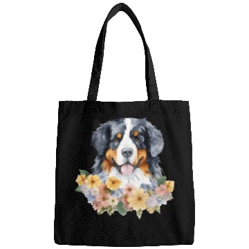 Discover Bernese Mountain Dog Watercolor Floral Bags