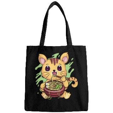 Discover Kawaii Cat Eating Ramen Bags