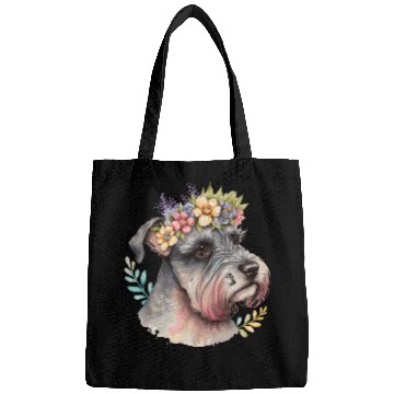 Discover Cute Miniature Schnauzer Flower Crown Pet Dog Flor Bags